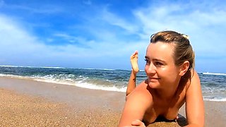 Blonde Babe's Naked Swim in the Ocean