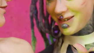 Two Hot Girls in Latex and High Heels Using Big Metal Toy Together, Atp, Anal Gapes, Lesbian