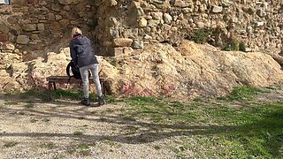 Accidental Blowjob Outdoors - I Cum Fast In His Mouth, They Almost See Us, Risky Homemade Fucking