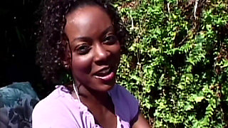 Curly Ebony College Cutie Rides Thick White Cock