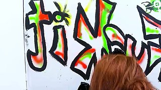 Redhead with Big pierced Tits Suck and Fuck on Toilette