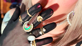 Nylon British Mature Tina Snua Smoking A Cigarette In Nylon Elbow Gloves & Jewellery - Smoker OMI OME Snap Inhale Drifting