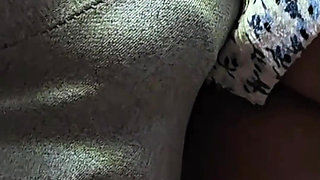 Stranger Cums Hard Inside Her Panties Under Skirt on Subway Train