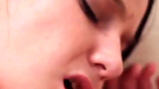 Cute brunette lesbians pleasuring each other in the bathroom