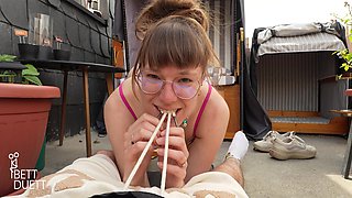 Boyfriend Ridden On The Balcony - Pov