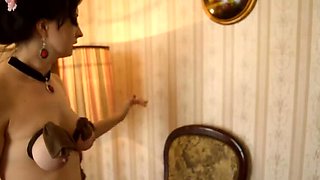 Wanilianna's Tits Tied Tight in Nylon Stockings & Hairy Cunt Pounded Hard by Dildo