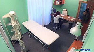 Squash your cock and my toy into my vagina, doctor - fake health center