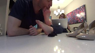 TheFantasyChest as Ultimate Secretary: Computer Tease Sparks Eager Foot Worship of Her Plump Soft Wr