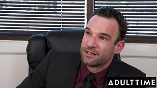ADULT TIME - April Olsen Lets Her Big Dick Boss Bend Her Over and Assfuck Her In His Office!