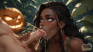It's a Spooky Night, and the Black Goddess Is Having a Hot XXX Encounter!