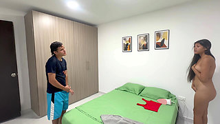 Latin Man with Huge Cock Penetrates Latin Girl's Pussy Tightly Until He Cums Inside Her.