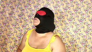 Beautiful mature masked woman giving delicious deep throat blowjob