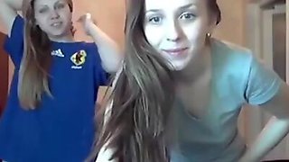 Two sexy teen babes strip and tease on webcam
