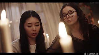 Hot Asian Lesbian Vampire Leana Lovings Bites & Eats Rikako Katayama's Pussy - Gothic Femdom Hypno Sex
