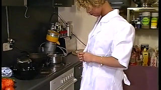 Horny MILF lesbians have amazing sex in the kitchen