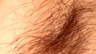 Brunette spreads cheeks for rimming and toy fun