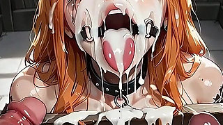 Bondage Facial Bukkake - Woman Covered in Thick Cum