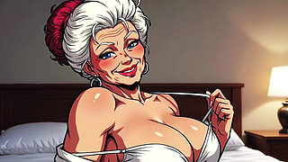 Ai Old Women in Bedroom Teasing and Flashing Tits