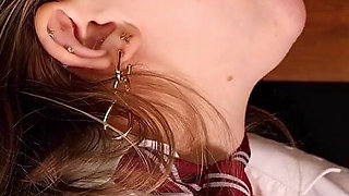 Blonde Schoolgirl Milking Table with Rae Astora