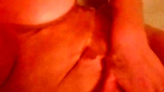 Amateur blonde with big boobs masturbates cam