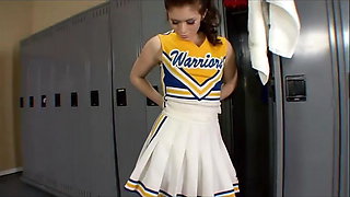 Slutty brunette cheerleader fucks the school coach