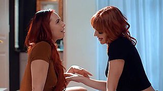 Lesbian redhead MILF babes Aidra Fox and Kenna James passionate lesbo sex
