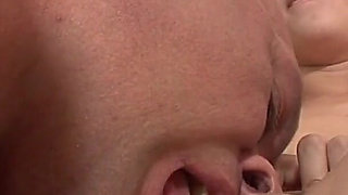 Bald guy removes skinny chick's sexy skirt and rails her
