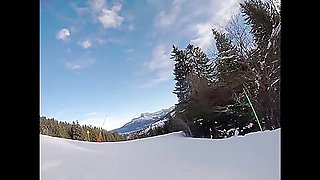 teen 18+ Public Flash in Snowboard In Mountain - Flash A La Neige VicAlouqua