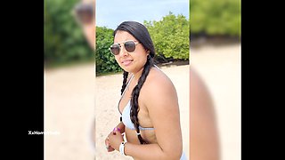XxHomeMade Deepthroats on Beach  Caught Mid-Blowjob Close-Up