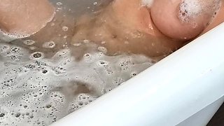 Glamour babe with big boobs masturbates in lingerie