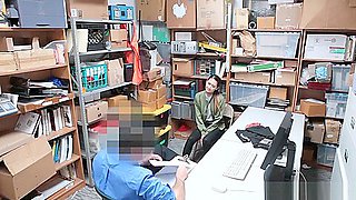 Young shoplifter with an attitude fucked by a security guard