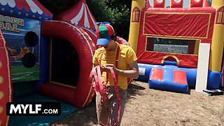 Bella Rolland, the world's strongest MILF, gets her pussy destroyed in a bounce house