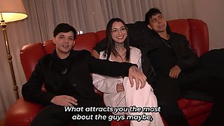 Horny Latina teen enjoys her messy gangbang session with a big facial finish