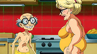 Hentai Granny Gets Double Hot Love for Breakfast