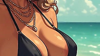 Gorgeous Women at the Beach Bikini Art