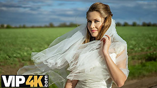 Bride Cheats on Wedding Day with Stranger in Car - Natural Tits & Pussy Exposed