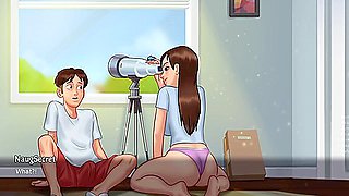 Summertime Saga - Hot Busty Milf Landlady Helps With Her Tenants Wet Dreams They Get Caught! - By Darkcookie