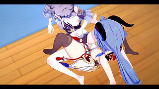 Genshin Impact Hentai Yuri - Ganyu and Kequing Lesbian Sex - Japanese Asian Manga Anime Game Porn