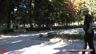 Dressed in a sheer attire and nailed