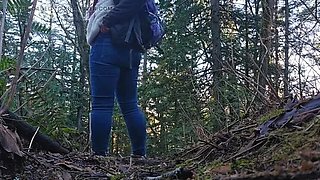 Nerdy Faery Outdoor Pee Desperation - Hairy Pussy Pissing in Tight Jeans HD