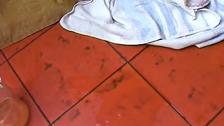 Italian bbw enjoys a big dildo in her fat and hairy pussy