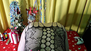 Anal pegging with a large toy. The man is completely at my mercy. POV A large black strap-on penetrates the male slave's anus.