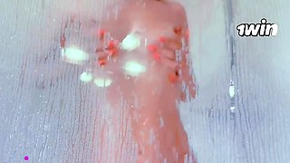She tears up herself in the shower while you wank off, in