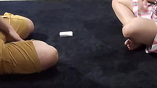 Half-siblings Play a Game That Ends with Her Naked and Cummed on.