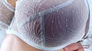 Sexy Secretary - BBW Mature MILF with Huge Tits Strips Her Uniform and Plays with Her Hairy Pussy (fishnets Heels Ass Cunt)