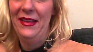 Busty Blonde MILF Cherise Plays with Herself on the Sofa