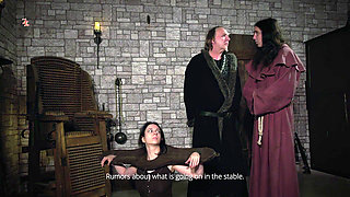 Mooin Witch - Maid Judith Writhes on the Spiky Medieval Witch's Chair While Her Udders Are Treated with Ice Water Melted Hot Wax