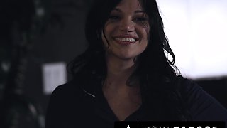 Hot milf and her stepson call their new roommate girl for a wild FFM threesome sex