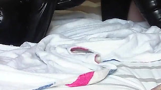 Another video with condom catsuit and high heels, I have my mouth and pussy roughly fucked