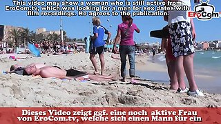 PUBLIC BEACH VOYEUR - German teens try lesbian games